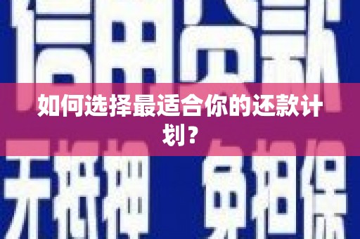 卓兰如何选择最适合你的还款计划？