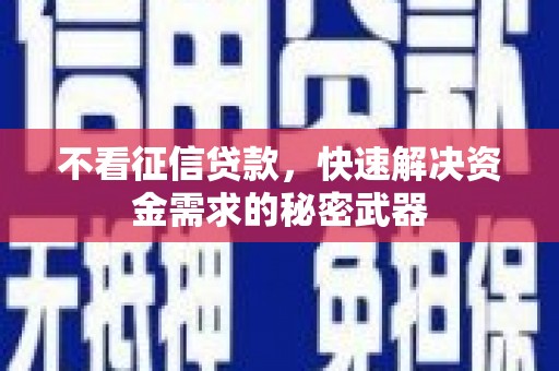 卓兰不看征信贷款，快速解决资金需求的秘密武器