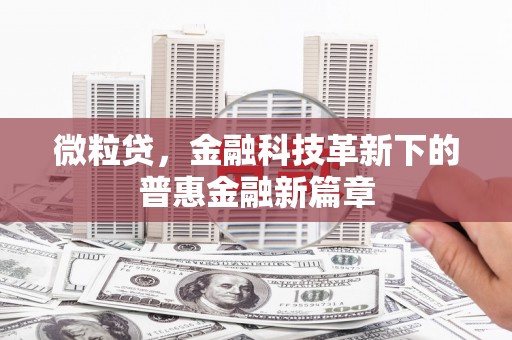 卓兰微粒贷，金融科技革新下的普惠金融新篇章